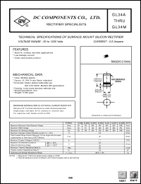 GL34B datasheet: 0.5A surface mount silicon rectifier GL34B