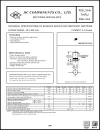 RGL34B datasheet: 0.5A surface mount fast recovery rectifier RGL34B