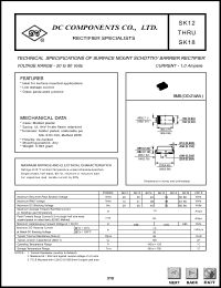 SK14 datasheet: 1.0A surface mount schottky barrier rectifier SK14