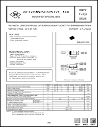 SK22 datasheet: 2.0A surface mount schottky barrier rectifier SK22
