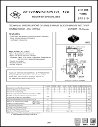 BR151 datasheet: 15A single-phase silicon bridge rectifier BR151