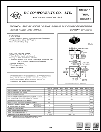 BR508 datasheet: 50A single-phase silicon bridge rectifier BR508