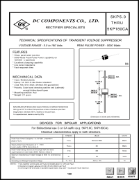 5KP160A datasheet: 178-196V transient voltage suppressor 5KP160A