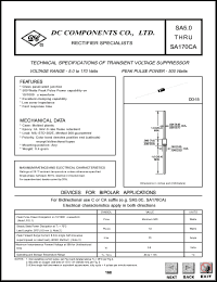 SA5.0 datasheet: 52.0 Amp transient voltage suppressor SA5.0