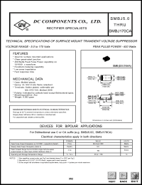 SMBJ5.0 datasheet: 65.0 mA surface mount transient voltage suppressor SMBJ5.0