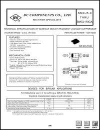 SMCJ5.0A datasheet: 171.0 mA surface mount transient voltage suppressor SMCJ5.0A