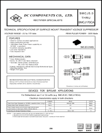 SMCJ6.0 datasheet: 138.0 mA surface mount transient voltage suppressor SMCJ6.0