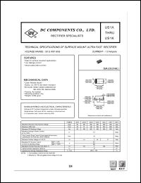 US1K datasheet: 1.0 mA surface mount ultra fast rectifier US1K