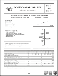 FR101 datasheet: 1.0 A fast recovery rectifier FR101