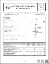 FR103G datasheet: 1.0 A fast recovery glass passivated rectifier FR103G