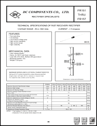 FR154 datasheet: 1.5 mA fast recovery rectifier FR154