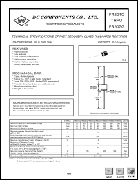 FR602G datasheet: 6.0 mA fast recovery glass passivated rectifier FR602G
