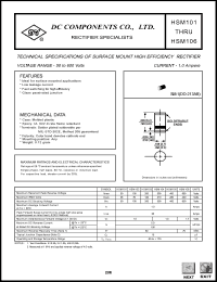 HSM106 datasheet: 1.0 mA surface mount high efficiency rectifier HSM106