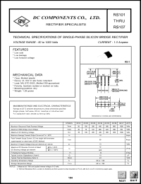 RS103 datasheet: 1.0 mA single-phase silicon bridge rectifier RS103