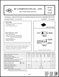 SK35 datasheet: 3.0 mA surface mount schottky barrier rectifier SK35