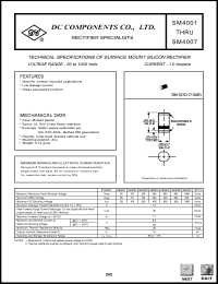 SM4007 datasheet: 1.0 mA surface mount silicon rectifier SM4007