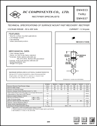 SM4934 datasheet: 1.0 mA surface mount fast recovery rectifier SM4934