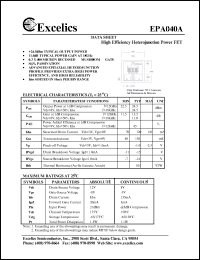 EPA040A datasheet: 8-12V high efficiency heterojunction power FET EPA040A