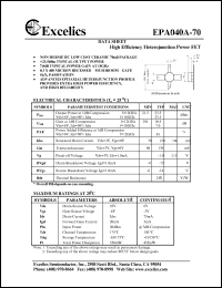 EPA040A-70 datasheet: 6-10V high efficiency heterojunction power FET EPA040A-70