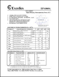 EPA060A datasheet: 8-12V high efficiency heterojunction power FET EPA060A