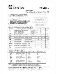 EPA120A datasheet: 8-12V high efficiency heterojunction power FET EPA120A