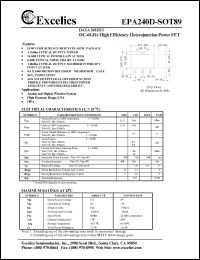 EPA240D-SOT89 datasheet: DC-6 GHz, 8-12V high efficiency heterojunction power FET EPA240D-SOT89