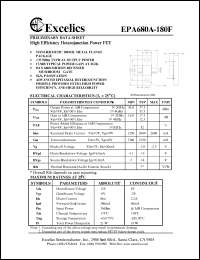 EPA680A-180F datasheet: 8-12V high efficiency heterojunction power FET EPA680A-180F