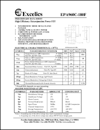 EPA960C-180F datasheet: 8-12V high efficiency heterojunction power FET EPA960C-180F