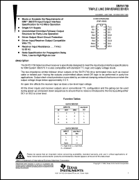 SN751730D datasheet:  TRIPLE LINE DRIVER/RECEIVER SN751730D