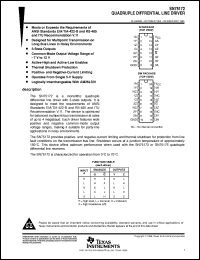 SN75172DW datasheet:  QUADRUPLE DIFFERENTIAL LINE DRIVER SN75172DW