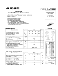 F12C10 datasheet: 12Ampere switchmode dual fast recovery power rectifier F12C10