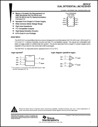 SN75157P datasheet:  DUAL DIFFERENTIAL LINE RECEIVER SN75157P