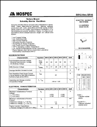 SR15 datasheet: 50V suface mount schottky barrier rectifier SR15