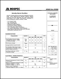 SR205 datasheet: 50V  schottky barrier rectifier SR205