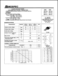 TIP117 datasheet: 100V 2A plastic medium- power coplementary silicon transistor TIP117