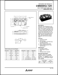 CM600HU-12H datasheet: 600 Amp IGBT module for high power switching use insolated type CM600HU-12H