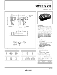 CM400HU-24H datasheet: 400 Amp IGBT module for high power switching use insolated type CM400HU-24H