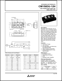 CM150DU-12H datasheet: 150 Amp IGBT module for high power switching use insolated type CM150DU-12H