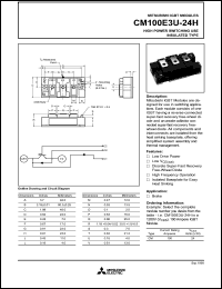 CM100E3U-24H datasheet: 100 Amp IGBT module for high power switching use insolated type CM100E3U-24H