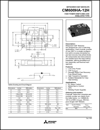 CM600HA-12H datasheet: 600 Amp IGBT module for high power switching use insulated type CM600HA-12H