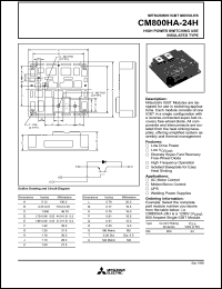 CM800HA-24H datasheet: 800 Amp IGBT module for high power switching use insulated type CM800HA-24H