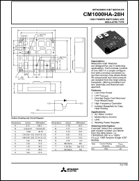 CM1000HA-28H datasheet: 1000 Amp IGBT module for high power switching use insulated type CM1000HA-28H