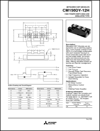 CM150DY-12H datasheet: 150 Amp IGBT module for high power switching use insulated type CM150DY-12H