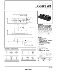 CM50DY-28H datasheet: 50 Amp IGBT module for high power switching use insulated type CM50DY-28H