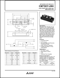 CM75DY-28H datasheet: 75 Amp IGBT module for high power switching use insulated type CM75DY-28H
