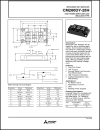 CM200DY-28H datasheet: 200 Amp IGBT module for high power switching use insulated type CM200DY-28H