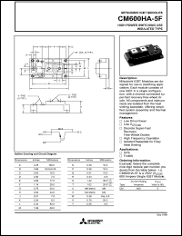 CM600HA-5F datasheet: 600 Amp IGBT module for high power switching use insulated type CM600HA-5F