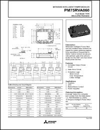 PM75RVA060 datasheet: 75 Amp intelligent power module for flat-base type insulated package PM75RVA060