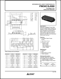 PM30CSJ060 datasheet: 30 Amp intelligent power module for flat-base type insulated package PM30CSJ060