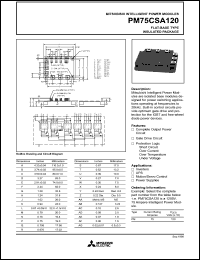 PM75CSA120 datasheet: 75 Amp intelligent power module for flat-base type insulated package PM75CSA120